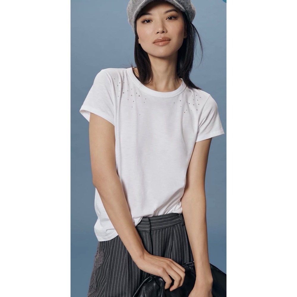Rag & Bone White Ombre Stud Tee Shirt Size Small
